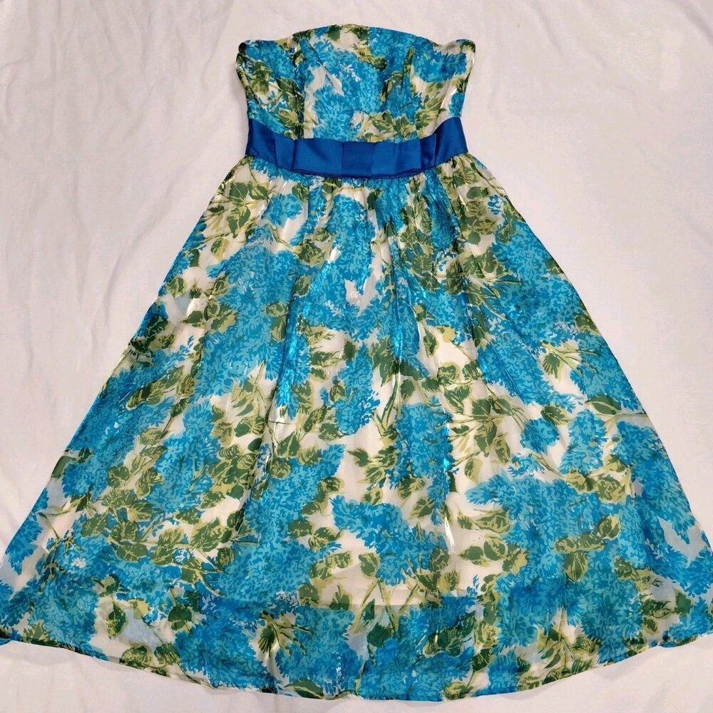 Flora Bea NYC Sia Dress Size Medium NWT Blue Antigua Island Green Strapless